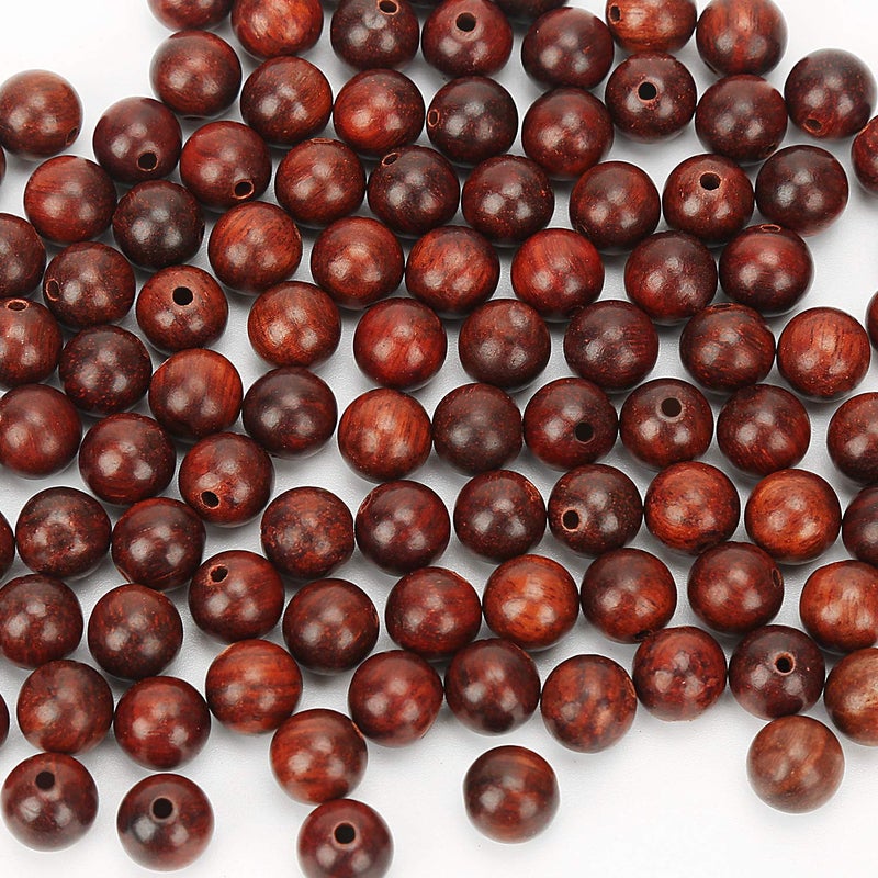 Prometis 200pcs 8mm Natural Sandalwood Round Beads Gorgeous Craft Handmade Polished Spacer Mala Pray Beads with Elastic Cord for Bracelets DIY Rosary Tasbih Jewelry Making - Image 4